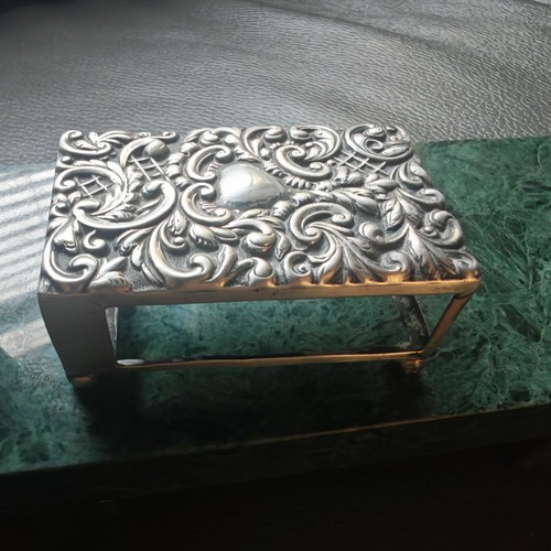 Solid silver ornate matchbox - solid,