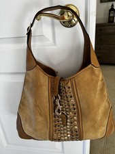 Gucci Beige Jackie O Hobo Suede Bag With Leather Trim