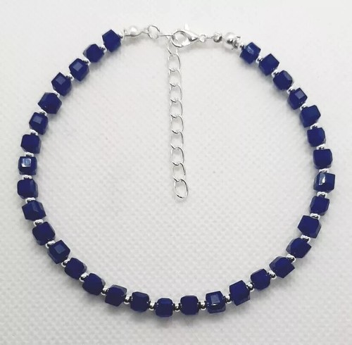 Dark blue crystal faceted - blue, cube