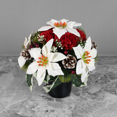 Grave pot artificial flowers - pot,