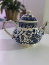 Churchill Blue Willow Teapot . Good Condition. 7.5 Inches Tall