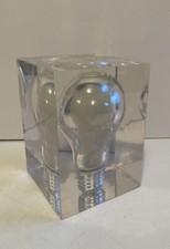 Vintage Lucite Pop Art Light Bulb Sculpture by Pierre Giraudon Glow In The Dark