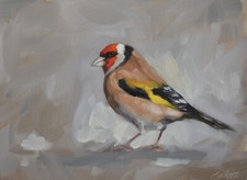 Lovely John Silver Original Oil Painting Of A Goldfinch Bird Wildlife Art