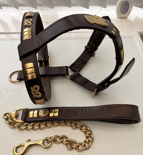 Staffy leather brass dog - staffy,