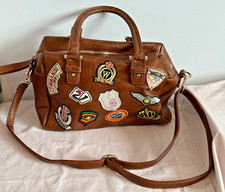 BELLA Barcelona Brown Leather Bag with Patches - Excellent Condition - RRP £169