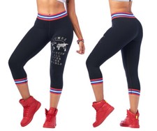 Zumba Dancin' Capri Leggings - Bold Black sz XS & Small ~ Free Shipping! New!