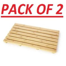 2X New Bamboo Wood Wooden Slatted Duck Board Rectangular Bathroom Bath Shower 