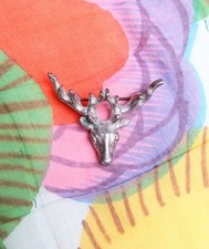 Vintage 1950s Stags Head Brooch. Silver Plated. Sustainable. Gift Wrapped 
