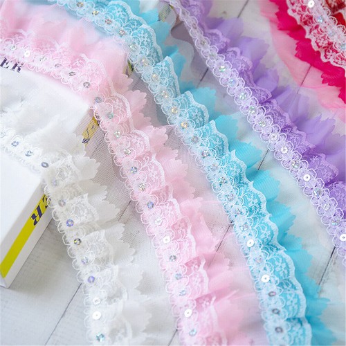 Lace over pleat gathered - 1m,