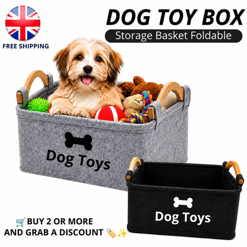 Felt dog toy storage basket - felt,