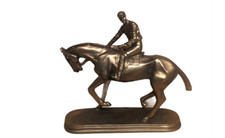 Large Bronze Colour Horse and Jockey Figure Sculpture Statue BNIB
