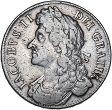 1686 Crown - James II British Silver Coin - Nice