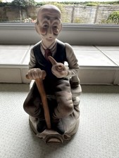 Vintage  Old Man Sitting On Bench