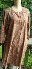 Lovely True Vintage ANOKHI Paisley Hand Block Printed Tunic Kaftan Dress XXL