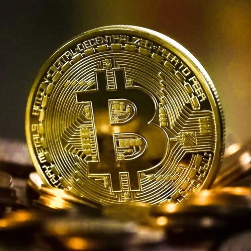 Gold plated bitcoin - gold,