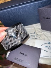 PRADA ARM CUFF Diamanté crystal embellished logo bracelet