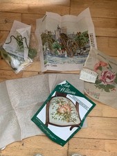 4 Vintage Needlework Kits Incomplete Elsa Williams Crewel, Windsor Castle Etc