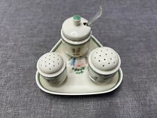 Royal Copenhagen Karup Condiment Set Salt Pepper Mustard Triangular Tray Unused