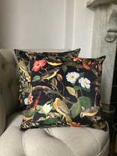 Italian Velvet Hibiscus Lilies & Bird  Cushion Cover 16" Price for 1x cover only