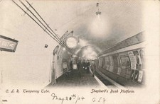 1904 Edwardian postcard London Tube CLR Twopenny Tube Shepherd's Bush platform