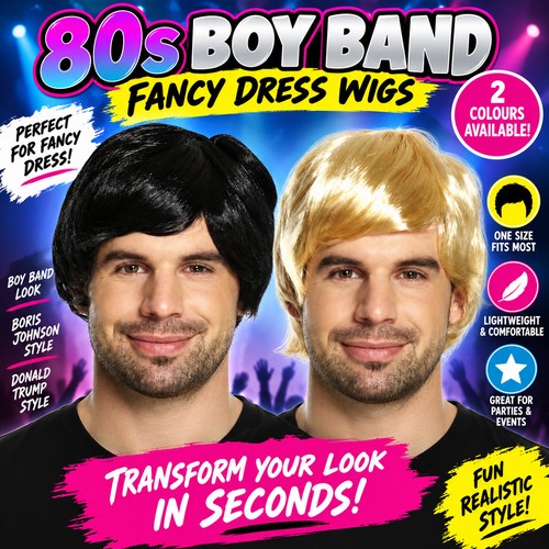 Black blonde wig 80s boy - black,