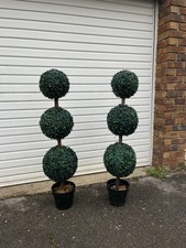 Pair of Artificial Outdoor Tree Plant Fake Potted Topiary Ball Trio Large