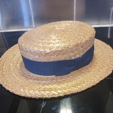 Vintage Olney Straw Boater Hat