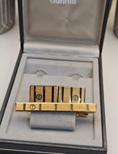 Alfred Dunhill Cufflinks and Tie Clip Gold Plated Original Box 