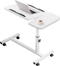 Overbed Table with Wheels Height Angle Adjustable Mobile Coffee Tea Table Laptop