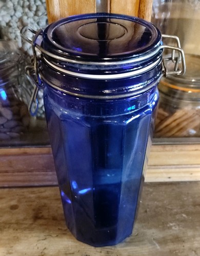 Cobalt blue glass canister - glass,