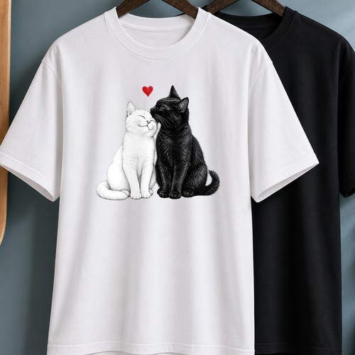 Black white cat love - cat,