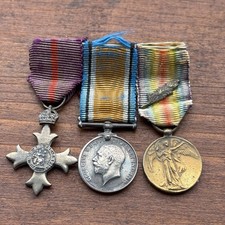 Miniature Medal Group OBE British War Victory Pair Mention In Dispatches MID