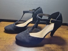 Clarks Ladies Smart T-Bar Shoes DALIA LEAH Black Suede UK 4D NEW/UNBOXED