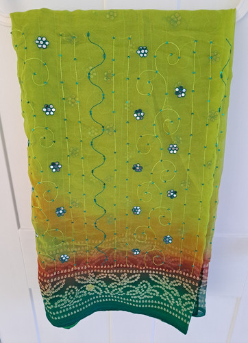 Green embroidered indian - embroidered,