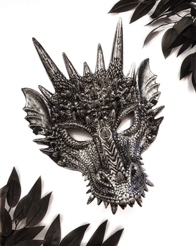 Silver dragon mask - silver,
