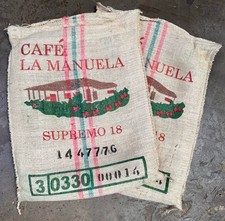 Two Heavy Jute Colombian Hessian Coffee Sacks - Great Design * FREEPOST*