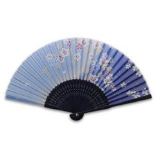 SILK HAND FAN 8" Blue Cherry