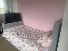 single bed frame with built in TV, Grey in excellent condition