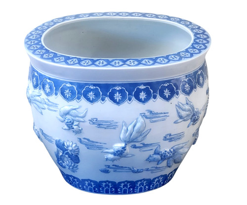 Large vtg fishbowl planter - large,