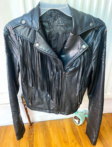 Faux leather biker jacket with