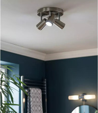 Home Spotlight 3 Light Plate Brushed Chrome Adjustable Modern Ceiling Lamp