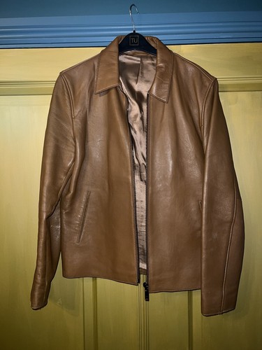 Mens zara leather jacket - leather,