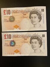 ENGLAND - 2x £10 Pounds - Consecutive Number - very good condition  