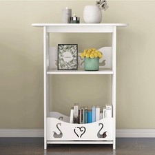 2 Tier Corner Desk Sofa Side End Table Storage Cabinet Coffee Table Living Room