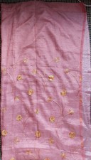 Pink Net Curtain Set; W:55in, Drop 108in