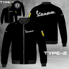 Vespa SERVIZIO Motorcycle Logo Printed Unisex Windproof Bomber Jacket