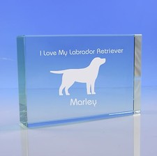 Personalised Labrador Retriever Glass Paperweight Dog Gift Free Engraving 