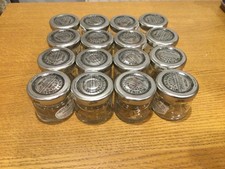 16 x used individual Jam jars 28g with lids - ideal for weddings or crafts