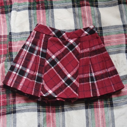Girls red tartan pleated - girls,