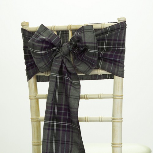 Christmas grey purple tartan - grey/purple,
